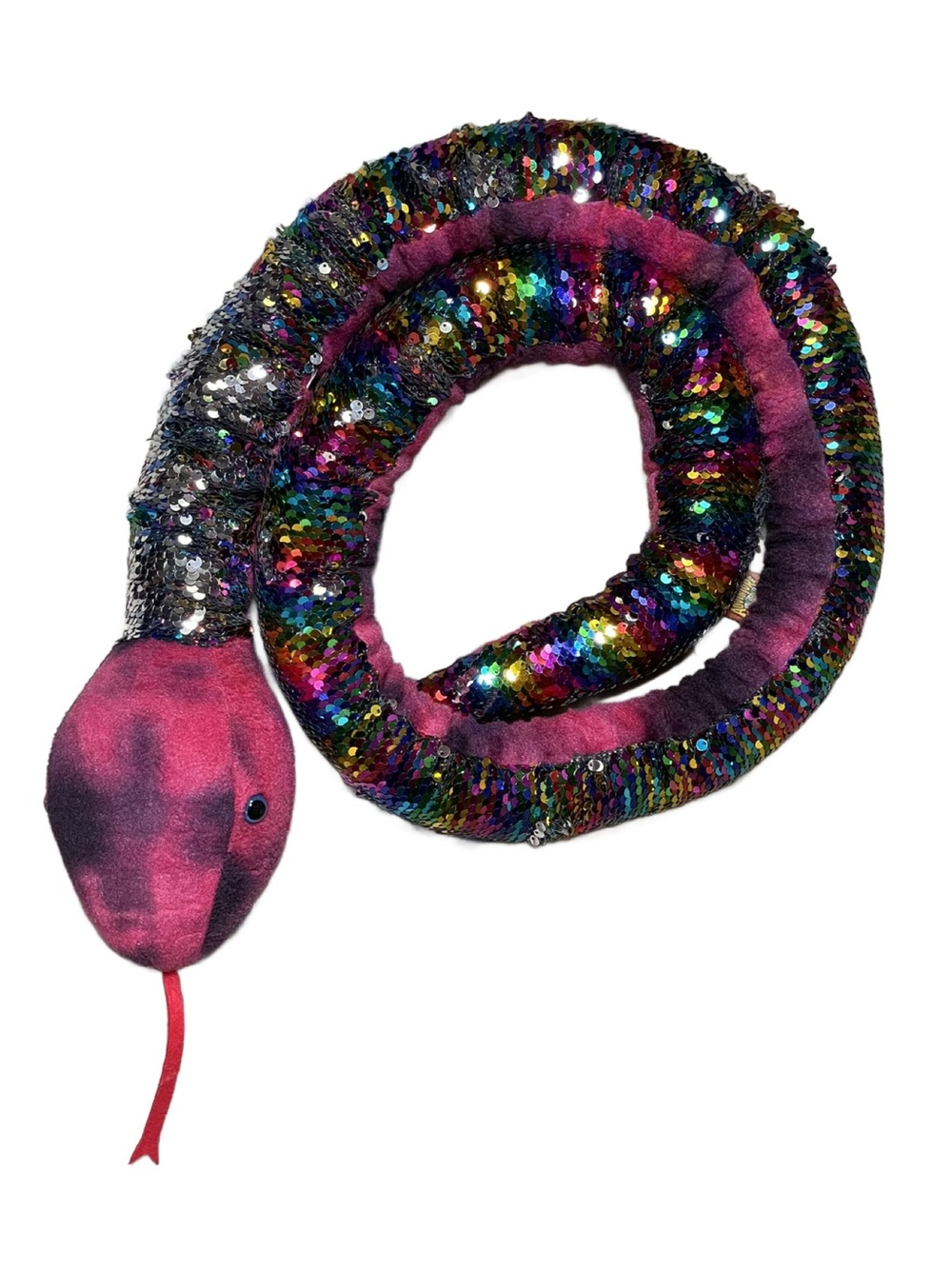 Adventure Planet Rainbow Sequin Plush Snake Toy for Kids 3+ (Approx. 5’5”)